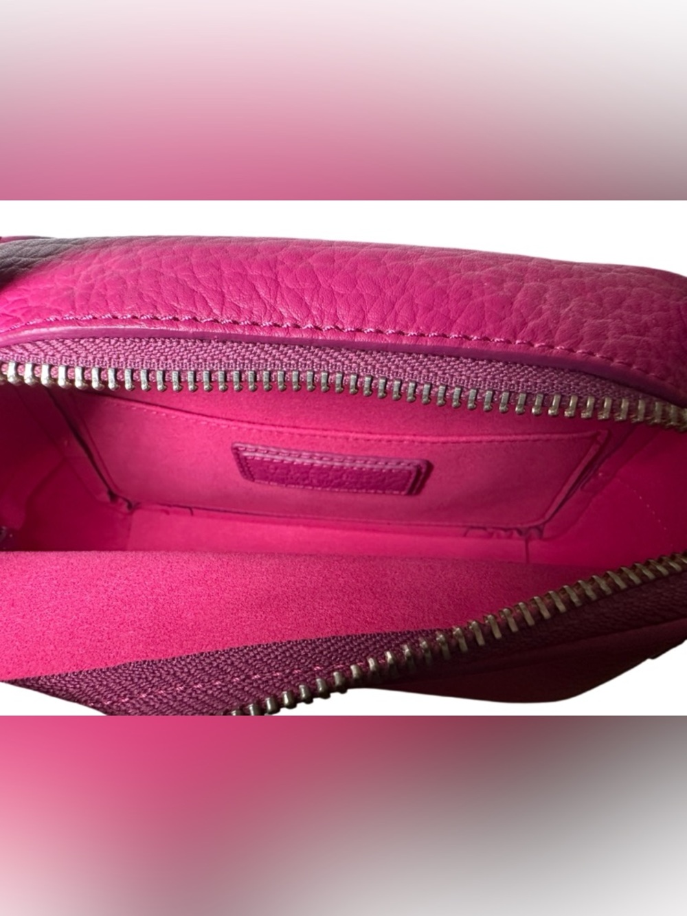 Orciani Magenta Leather Crossbody Bag with Chain Strap - Picture 8 of 8